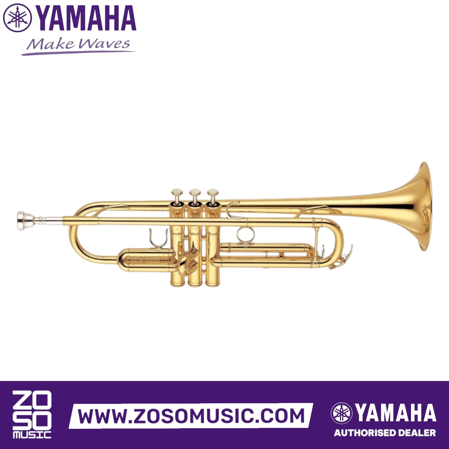 Zoso Music Yamaha YTR-6335 professional Bb trumpet in gold lacquer finish with yellow brass bell
