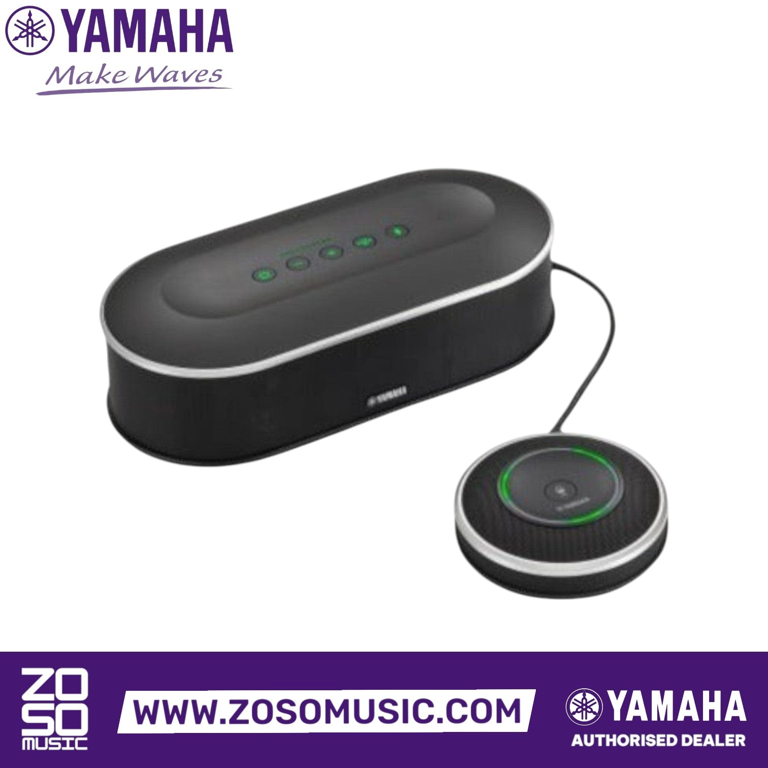 Zoso Music Yamaha YVC-1000 black unified communications system with control unit and circular microphone