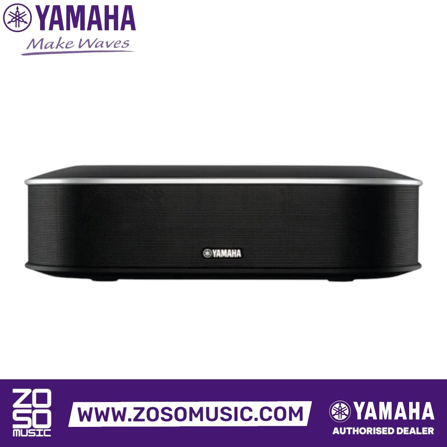 Zoso Music Yamaha YVC-1000 black unified communications speaker unit with a sleek, low-profile design.
