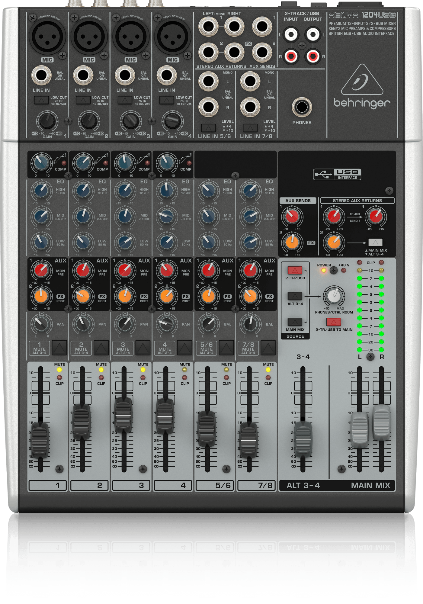 Behringer Xenyx 1204USB 8-channel Mixer with USB (Xenyx-1204USB) | BEHRINGER , Zoso Music