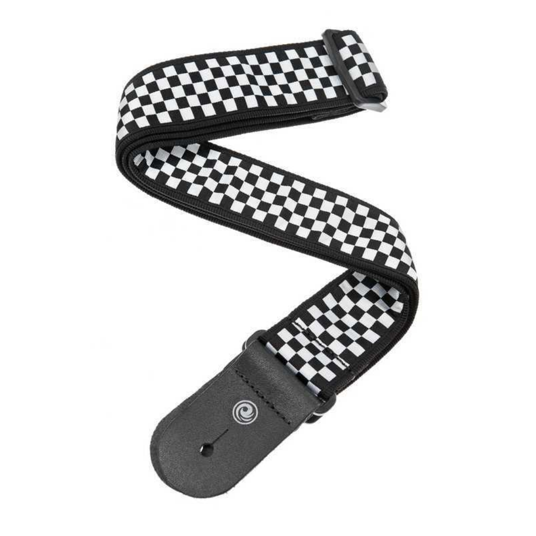 PLANET WAVES 50C02 CLASSIC CHECKERBOARD CHECKMATE PATTERN WOVEN GUITAR STRAP WITH LEATHER END, BLACK WHITE CHECKERED, PLANET WAVES, GUITAR & BASS ACCESSORIES, planet-waves-guitar-accessories-50c02, ZOSO MUSIC SDN BHD