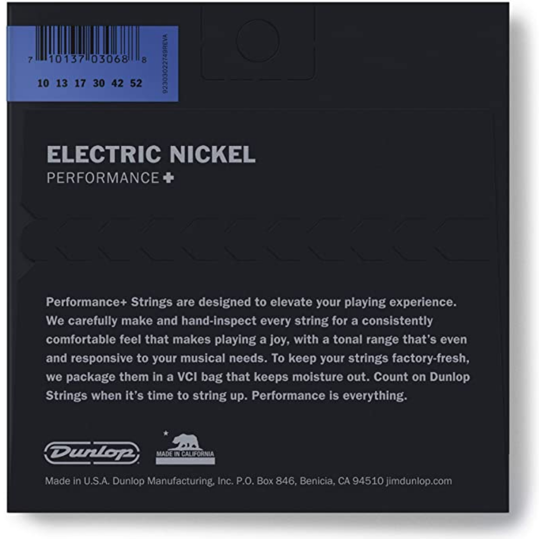 DUNLOP DEN1052 NICKEL WOUND LIGHT HEAVY GAUGE 10-52 ELECTRIC GUITAR STRING SET | Zoso Music