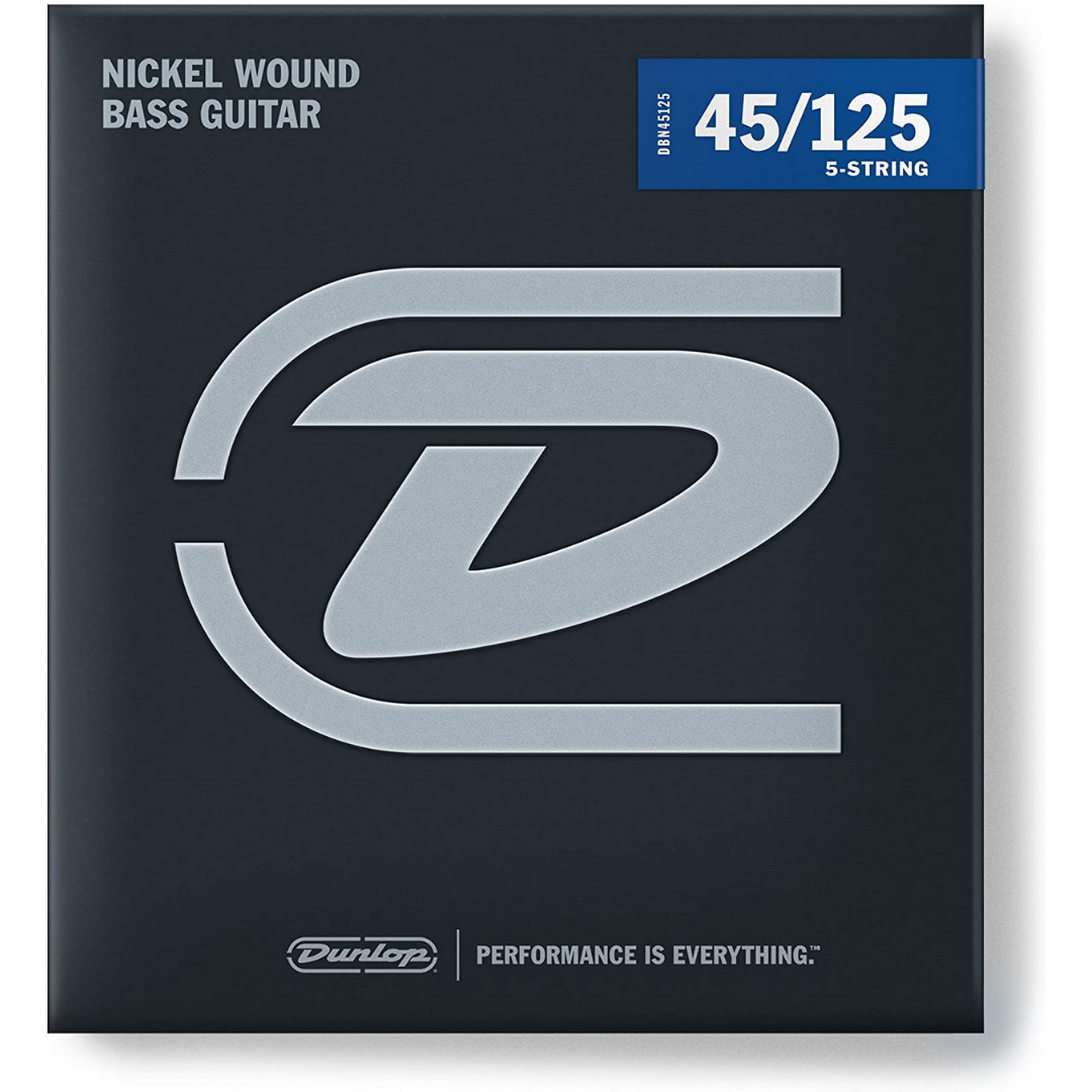 DUNLOP DBN45125 NICKEL WOUND MEDIUM GAUGE 045-125 ELECTRIC BASS GUITAR 5-STRING SET | JIM DUNLOP , Zoso Music