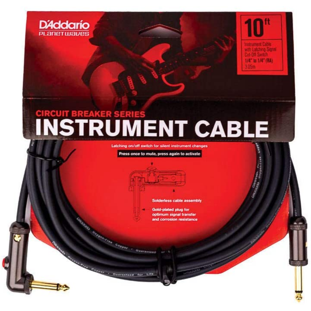 PLANET WAVES PW-AGLRA-10 CIRCUIT BREAKER RIGHT-ANGLE INSTRUMENT CABLE 10 FT, PLANET WAVES, CABLES, planet-waves-audio-cable-accessory-pwagra-10-10, ZOSO MUSIC SDN BHD