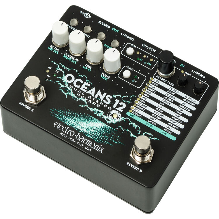 Electro-Harmonix Oceans 12 Dual Stereo Reverb Guitar Effects Pedal | ELECTRO-HARMONIX , Zoso Music