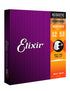 ELIXIR 16052 STRINGS PHOSPHOR BRONZE ACOUSTIC GUITAR STRINGS W NANOWEB COATING, LIGHT 12-53 | ELIXIR , Zoso Music