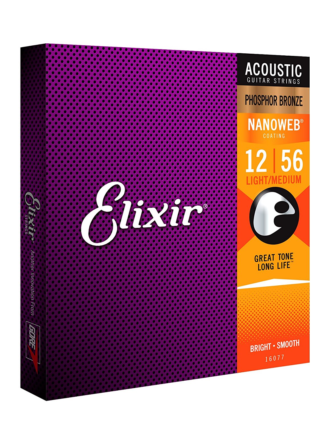 ELIXIR 16077 STRINGS NANOWEB PHOSPHOR BRONZE ACOUSTIC GUITAR STRINGS 012-056 MEDIUM LIGHT | ELIXIR , Zoso Music