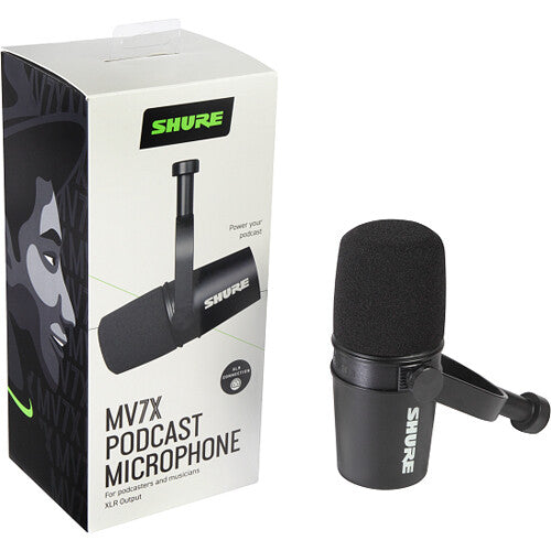 Shure MV7X Dynamic Broadcast Microphone, XLR Version - Black |  SHURE |  PODCAST MICRPHONE |  Zoso Music