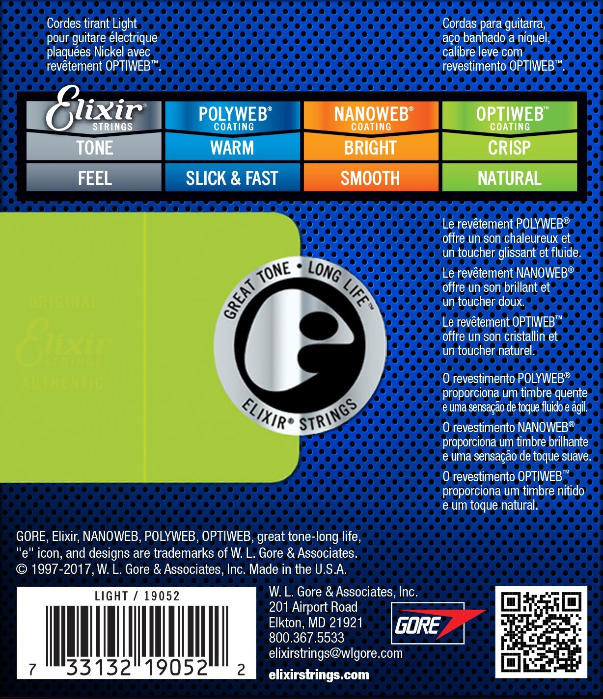 ELIXIR STRINGS 19052 COATED NICKEL ELECTRIC GUITAR STRINGS, LIGHT 10-46 | ELIXIR , Zoso Music