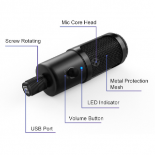 NEW BEE DM18 USB CONDENSER MICROPHONE WITH TABLE TOP STAND & USB CABLE, NEW BEE, CONDENSER MICROPHONE, new-bee-condenser-microphone-nb-dm18, ZOSO MUSIC SDN BHD