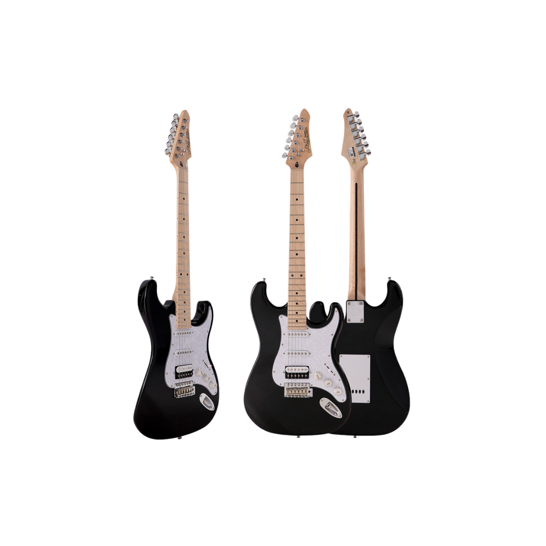 J&D ST DELUXE (DLX) STRATOCASTER HSS/SSH ELECTRIC GUITAR BLACK, J&D, ELECTRIC GUITAR, j-d-electric-guitar-st-dlx-bk, ZOSO MUSIC SDN BHD