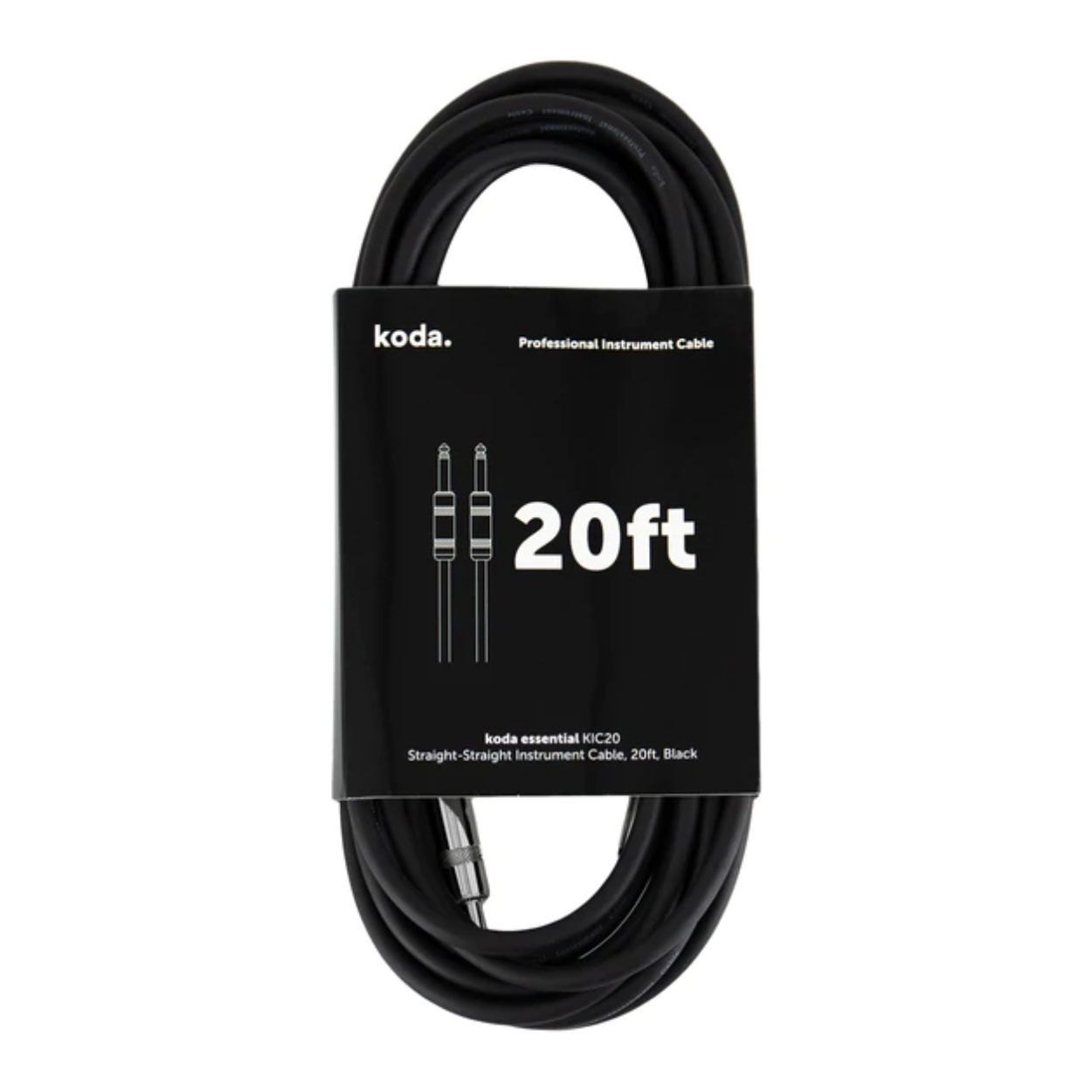 koda essential KIC20 Straight-Straight Instrument Cable, 20ft, Black