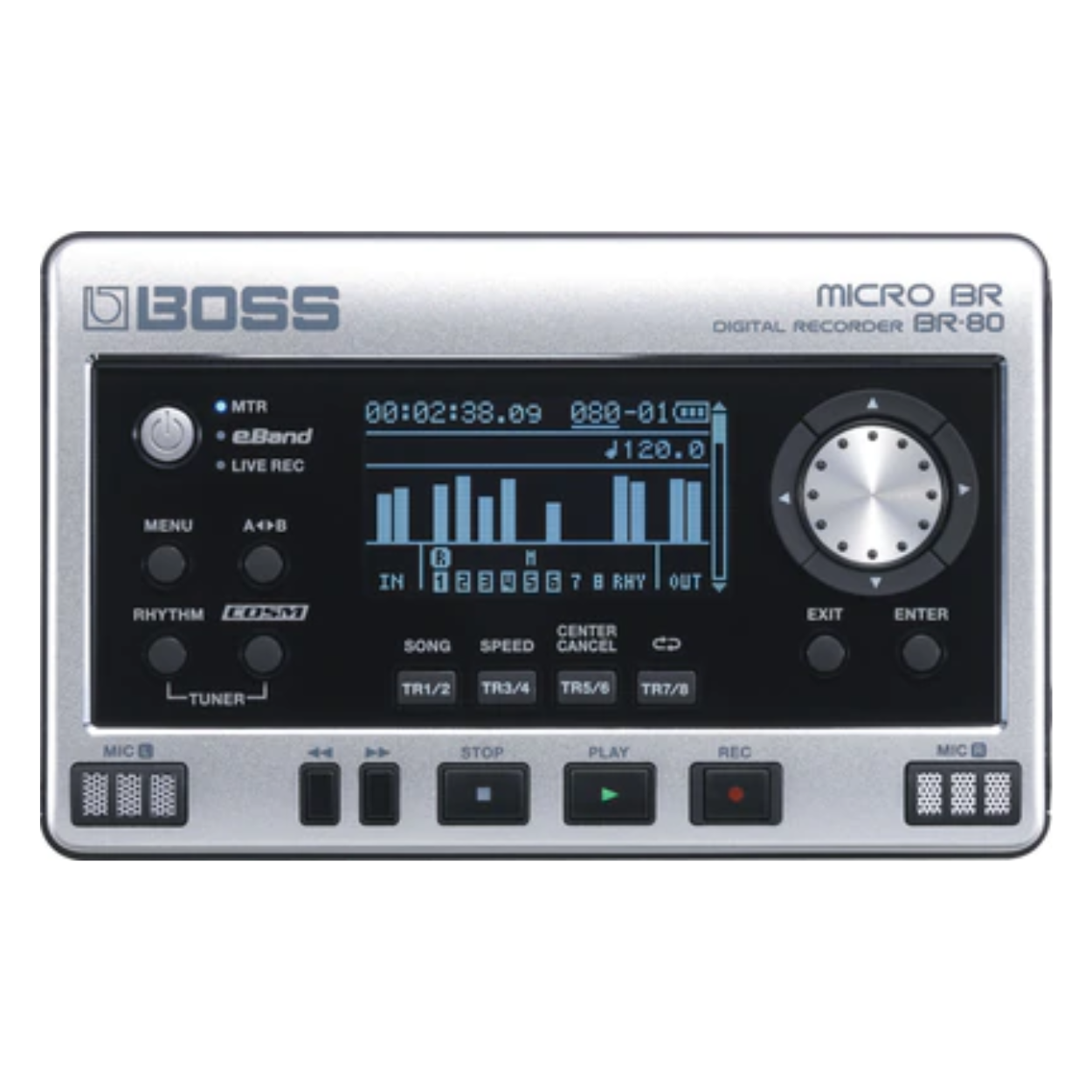 BOSS BR-80 MICRO BR 8-TRACK DIGITAL RECORDER/AUDIO INTERFACE WITH 2-TRACK SIMULTANEOUS RECORDING, 8-TRACK PLAYBACK, 64 VIRTUAL TRACKS, AND COSM EFFECTS | BOSS , Zoso Music