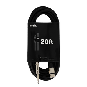 koda essential XLR (Female) to 1/4inch Microphone Cable, 20ft, Black |  KODA |  CABLES |  Zoso Music