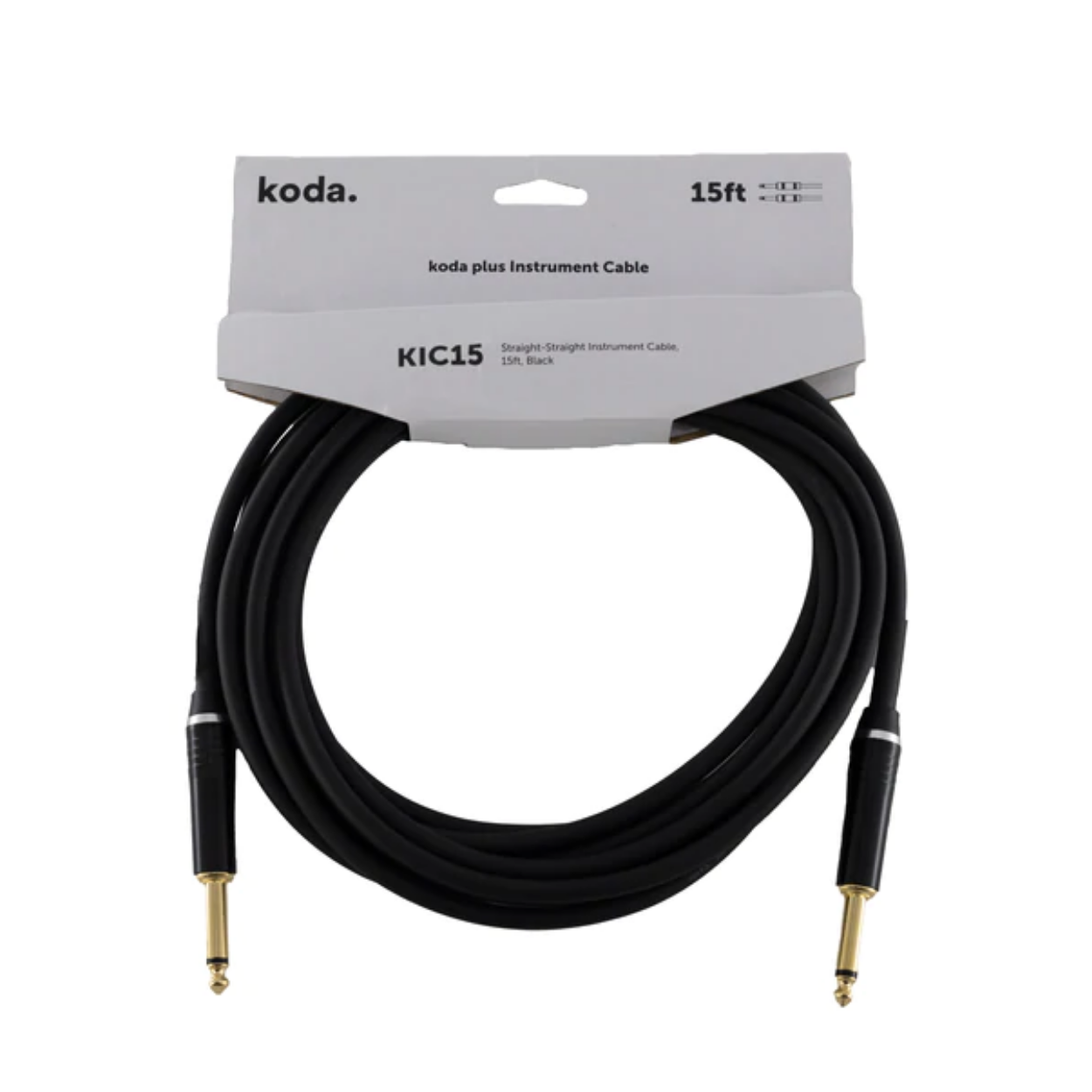 koda plus KIC15 Straight-Straight Instrument Cable, 15ft, Black