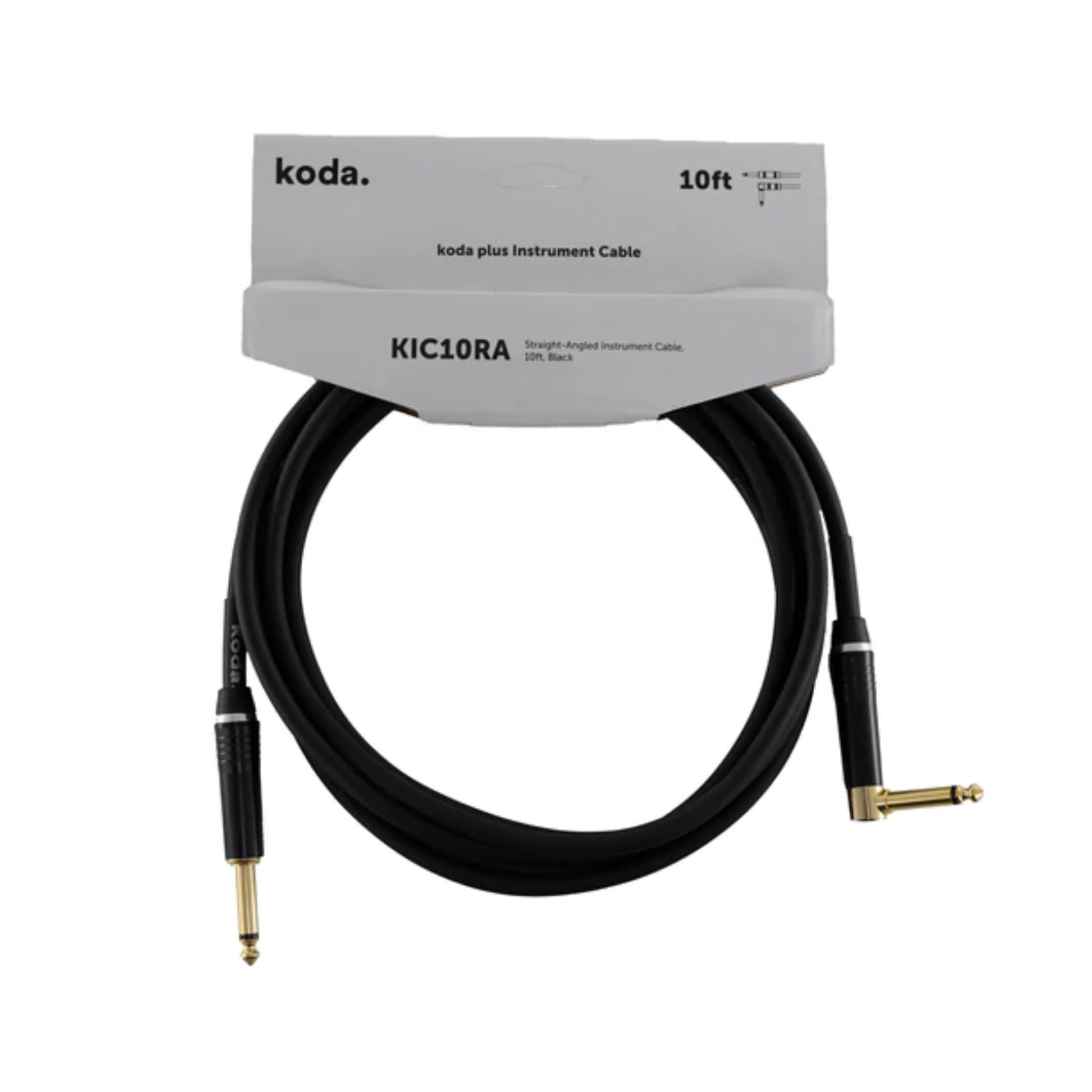 koda plus KIC10RA Straight-Angled Instrument Cable, 10ft, Black |  KODA |  CABLES |  Zoso Music