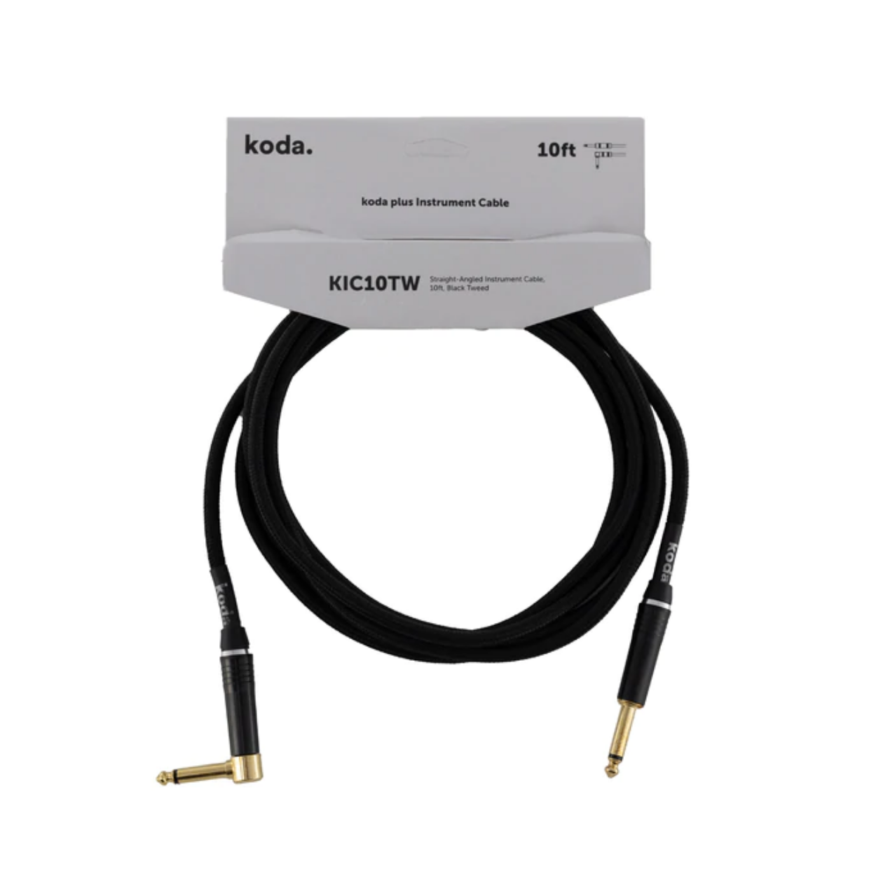 koda plus KIC10TW Straight-Angled Instrument Cable, 10ft, Black Tweed |  KODA |  CABLES |  Zoso Music
