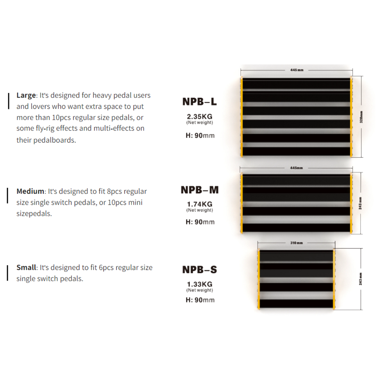 Nux NPB-M Bumblebee Manageable Pedalboard Effect Pedal Train Board For Guitar - Medium |  NUX |  PEDALBOARD ACCESSORIES |  Zoso Music
