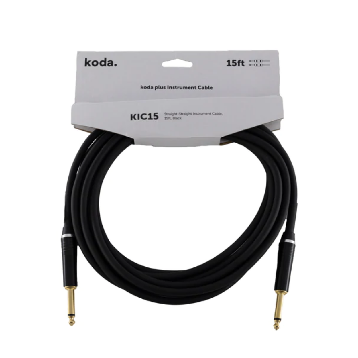 koda plus KIC15RA Straight-Angled Instrument Cable, 15ft, Black |  KODA |  CABLES |  Zoso Music