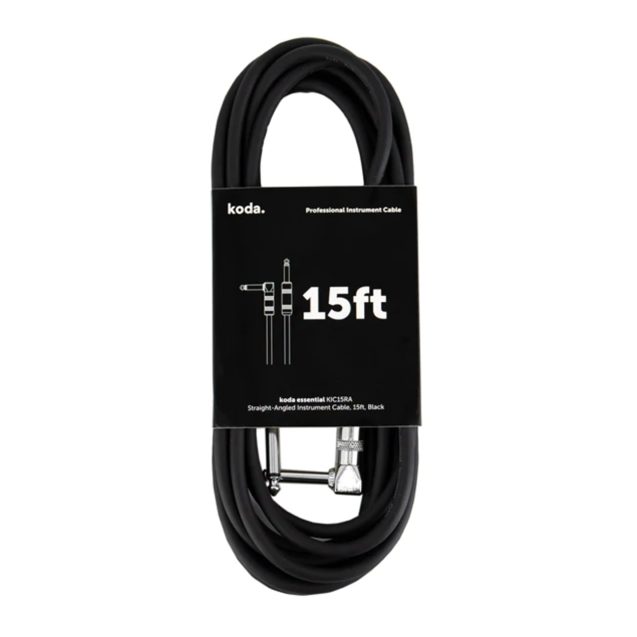 koda essential KIC15RA Straight-Angled Instrument Cable, 15ft, Black |  KODA |  CABLES |  Zoso Music