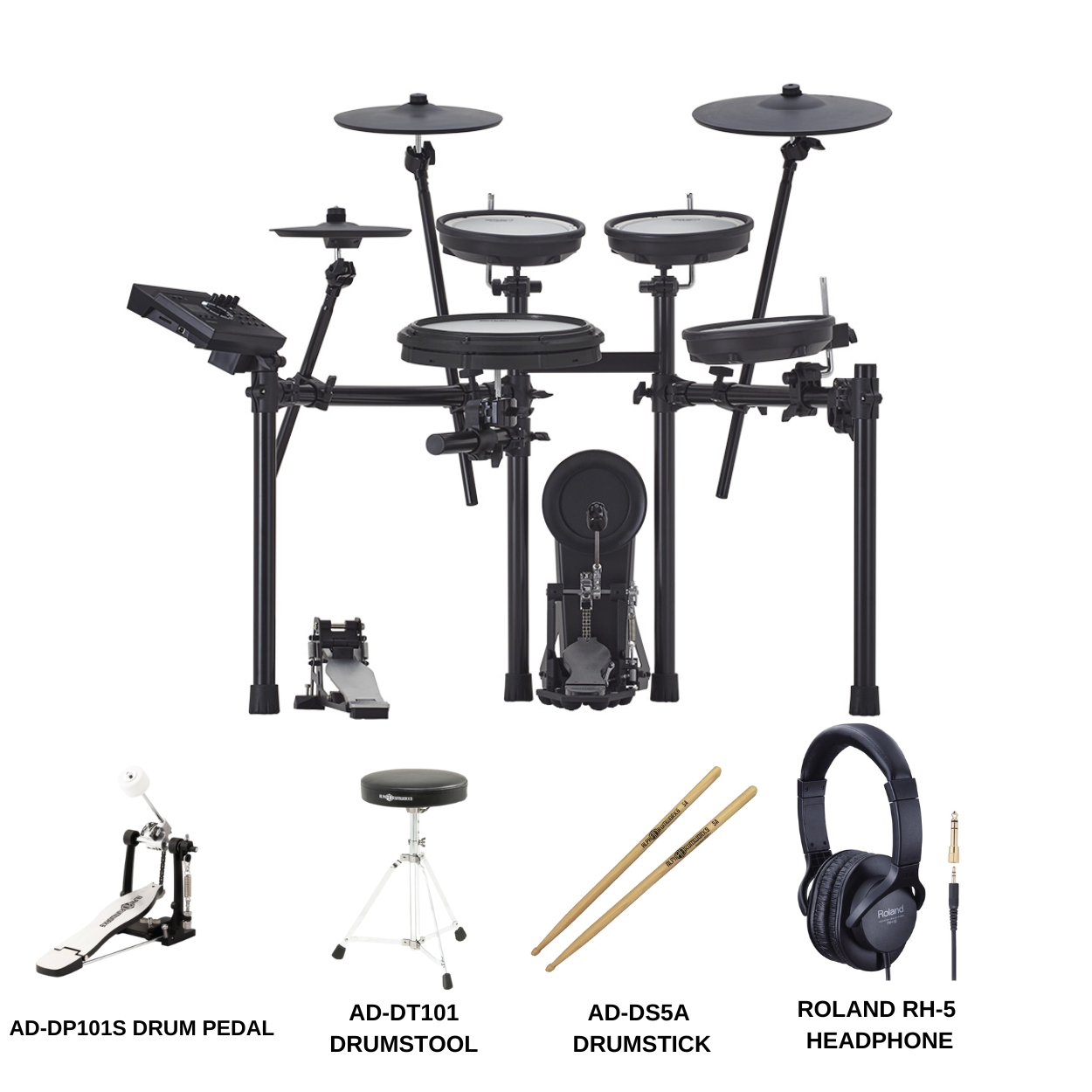 Roland TD-17KV Gen 2 V-Drums Digital Drum Electronic Drum with RH-5 Headphone, Kick Pedal, Drum Throne and Drumsticks