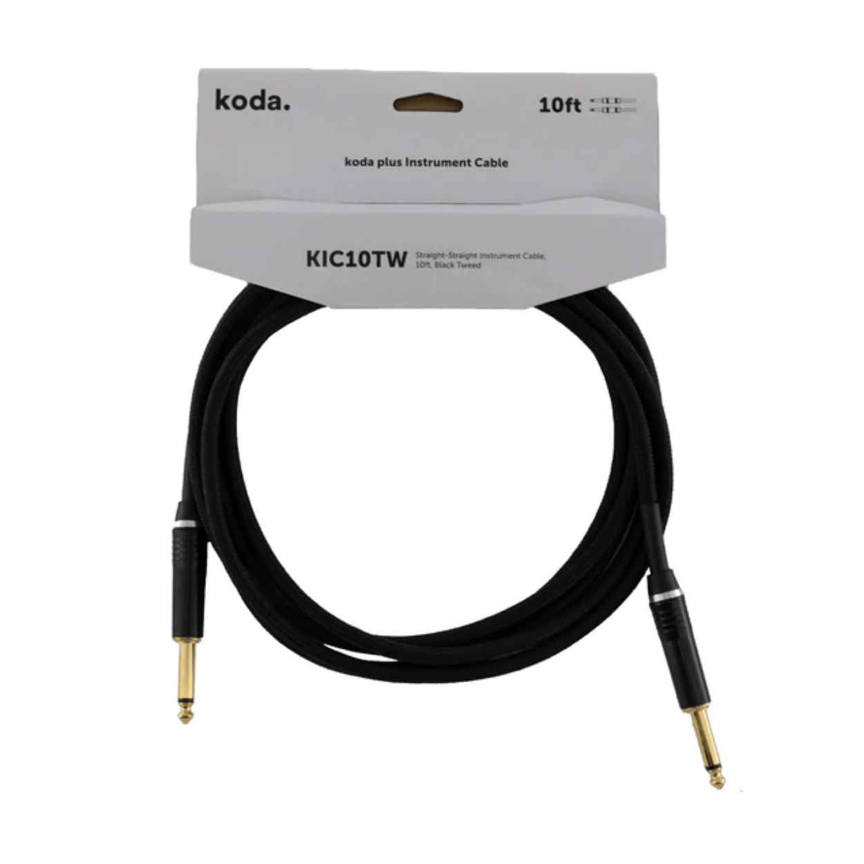 koda plus KIC10TW Straight-Straight Instrument Cable, 10ft, Black Tweed |  KODA |  CABLES |  Zoso Music