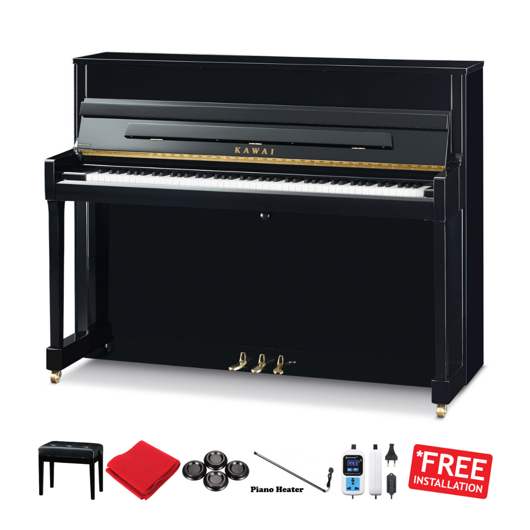 KAWAI K-200 UPRIGHT PIANO EBONY POLISH (114CM) W/BENCH (MII), KAWAI, ACOUSTIC PIANO, kawai-acoustic-piano-k200-eb, ZOSO MUSIC SDN BHD
