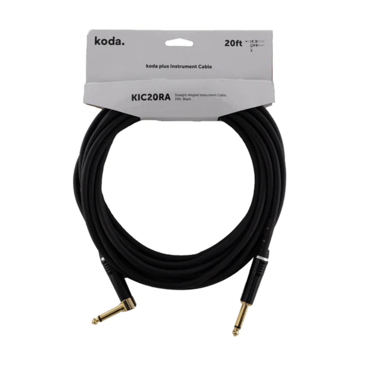 koda plus KIC20RA Straight-Angled Instrument Cable, 20ft, Black |  KODA |  CABLES |  Zoso Music