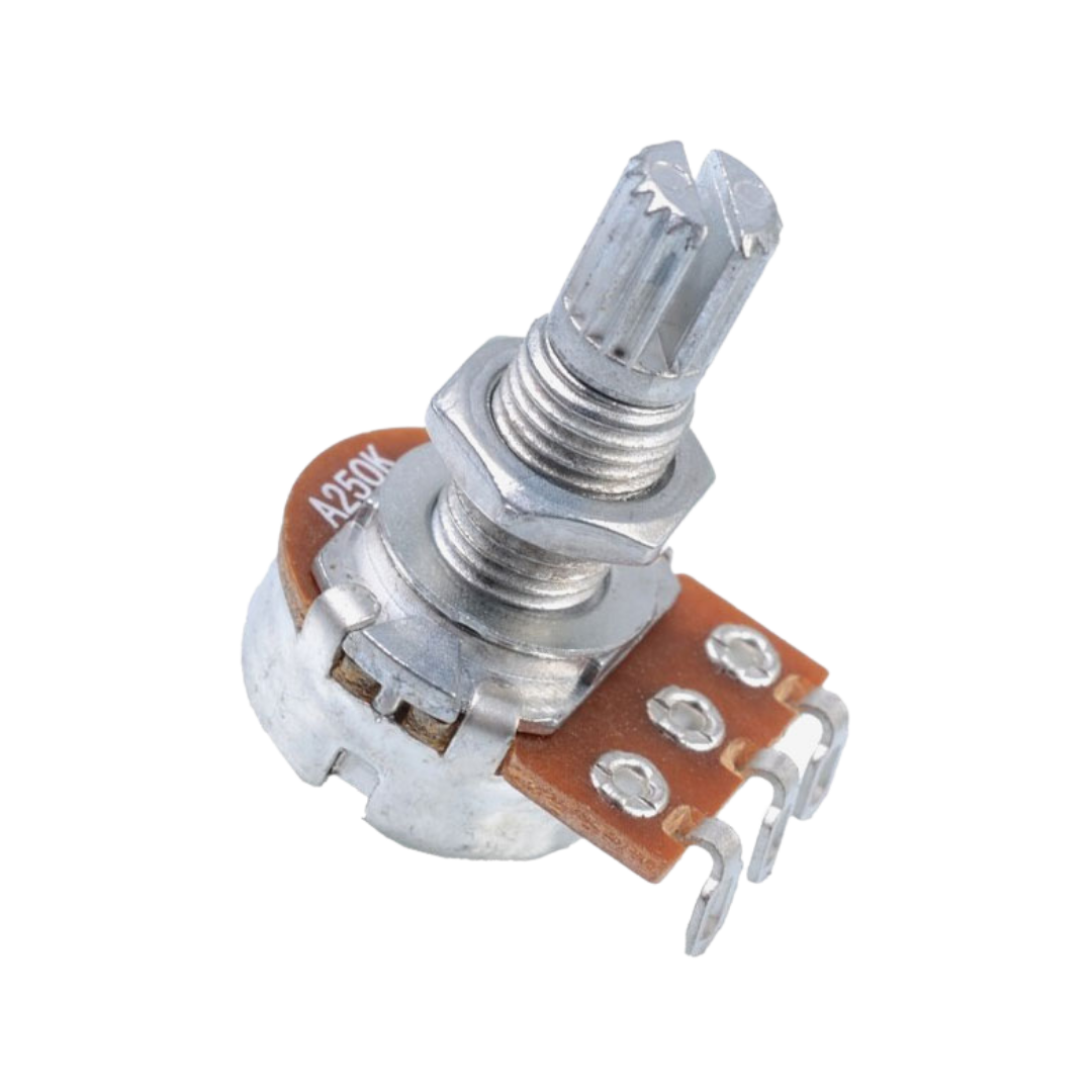 MINGS ELECTRIC GUITAR POT (NORMAL) SMALL DIA 16 A250K LONG SHAFT 18MM NUT & WASHER INCLUDED, MINGS, GUITAR & BASS ACCESSORIES, mings-guitar-accessories-min-a250k-16, ZOSO MUSIC SDN BHD