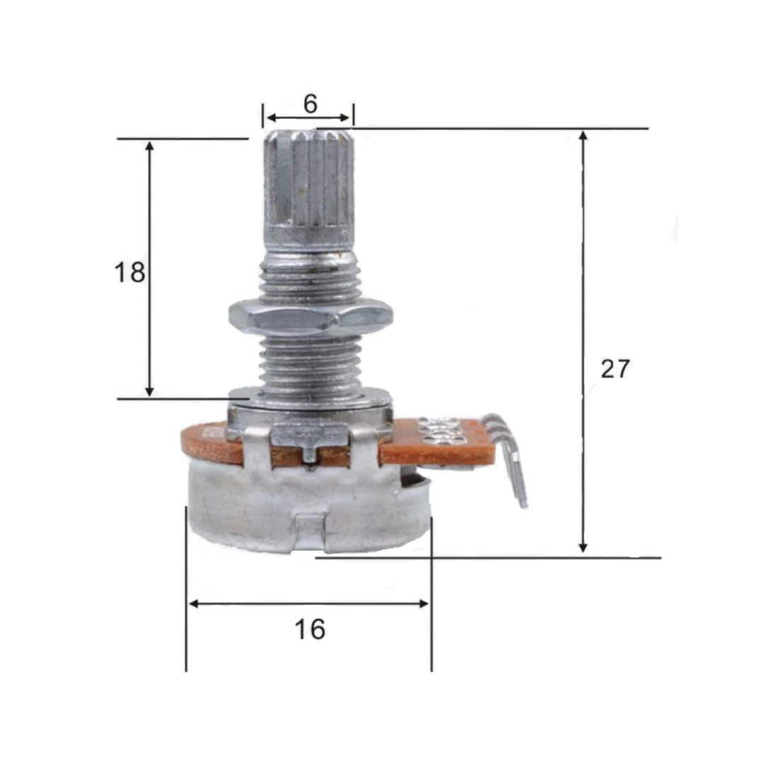 MINGS ELECTRIC GUITAR POT (NORMAL) SMALL DIA 16 A500K LONG SHAFT 18MM NUT & WASHER INCLUDED, MINGS, GUITAR & BASS ACCESSORIES, mings-guitar-accessories-min-a500k-16, ZOSO MUSIC SDN BHD