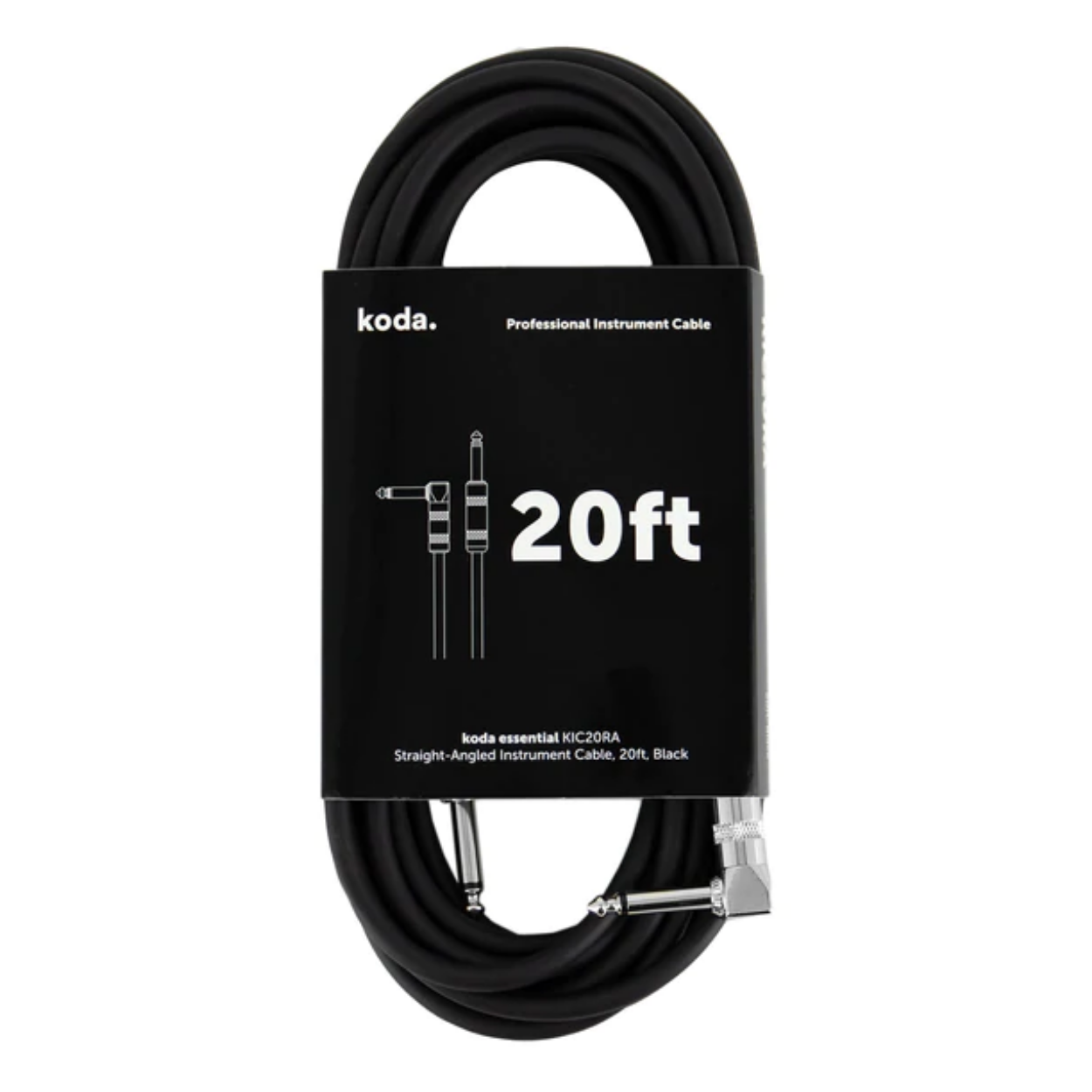 koda essential KIC20RA Straight-Angled Instrument Cable, 20ft, Black |  KODA |  CABLES |  Zoso Music