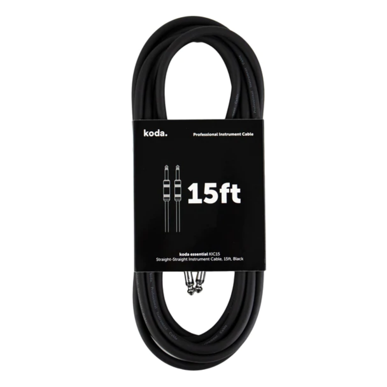 koda essential KIC15 Straight-Straight Instrument Cable, 15ft, Black |  KODA |  CABLES |  Zoso Music