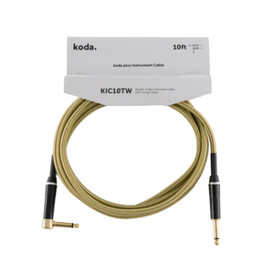 koda plus KIC10TW Straight-Angled Instrument Cable, 10ft, Vintage Tweed |  KODA |  CABLES |  Zoso Music