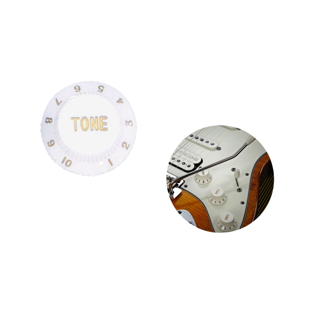 MINGS ELECTRIC GUITAR STRATOCASTER VOLUME KNOB WHITE WITH GOLEN LETTER, MINGS, GUITAR & BASS ACCESSORIES, mings-guitar-accessories-min-pn-s1v, ZOSO MUSIC SDN BHD