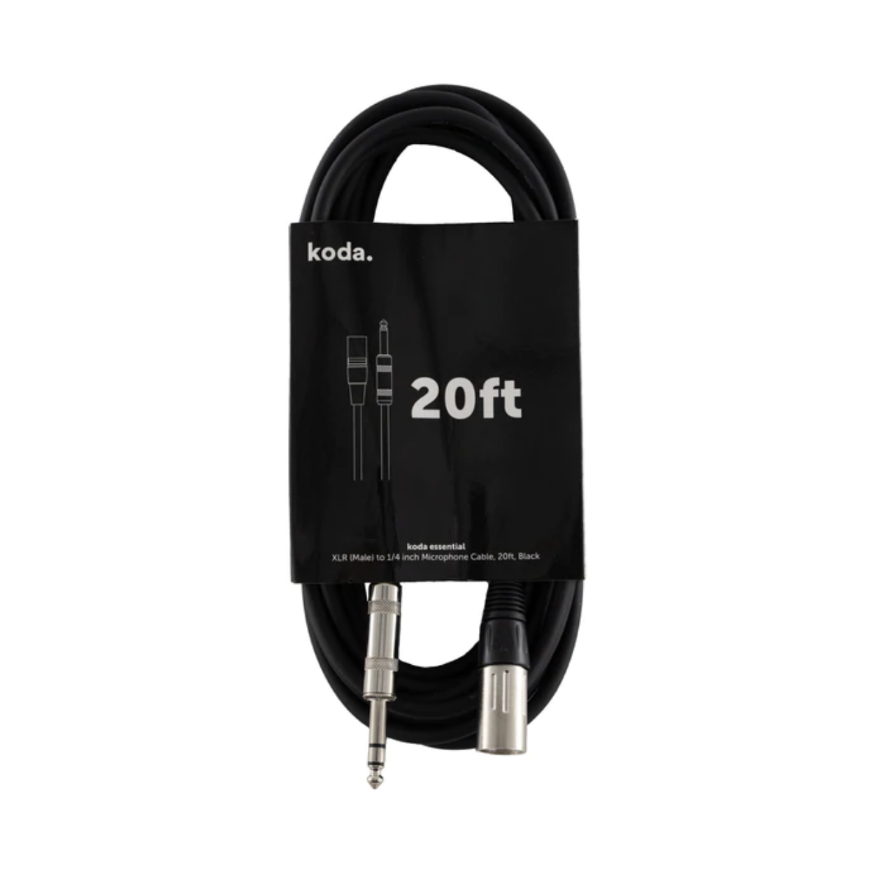koda essential XLR (Male) to 1/4inch Microphone Cable, 20ft, Black |  KODA |  CABLES |  Zoso Music