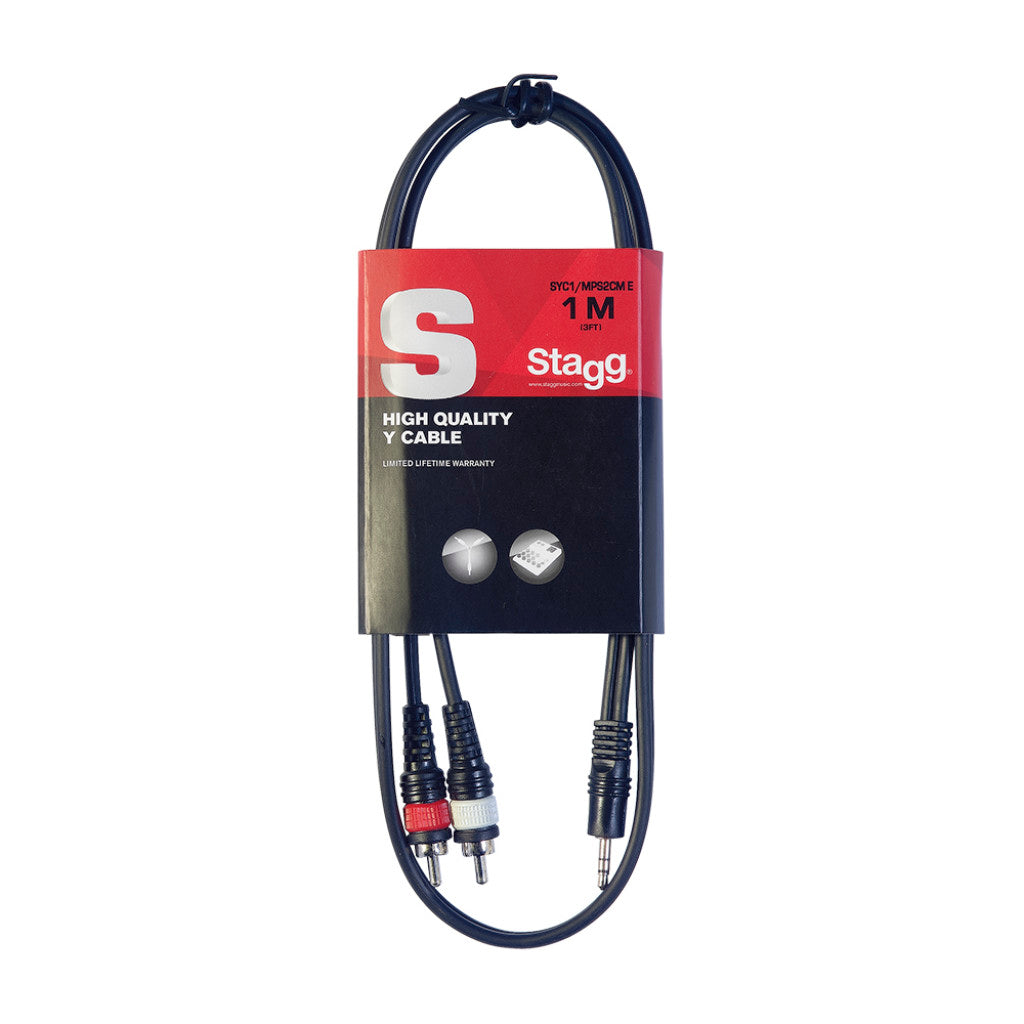 STAGG SYC1/PS2CME Y CABLE 1/4IN TRS TO DUAL RCA 1METER, STAGG, CABLES, stagg-cable-syc1ps2cme, ZOSO MUSIC SDN BHD