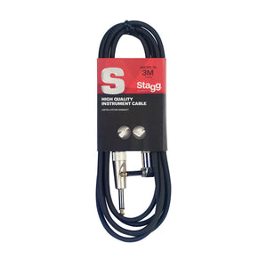 STAGG SGC3PLDL INSTRUMENT CABLE JACK/JACK (M/M) STRAIGHT TO L SHAPED 3M 10FEET S-SERIES, STAGG, CABLES, stagg-cable-sgc3pl-dl, ZOSO MUSIC SDN BHD