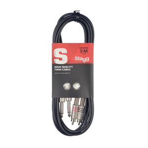 STAGG STC3PCM TWIN CABLE JACK/RCA (M/M) 3M (10"), STAGG, CABLES, stagg-cable-stc3pcm, ZOSO MUSIC SDN BHD
