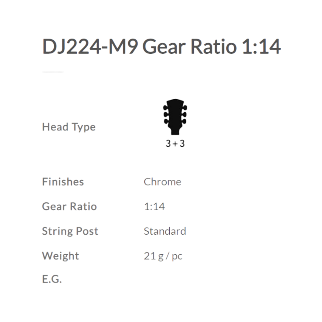DERJUNG DJ224C-M9 MACHINE HEAD GUITAR CHROME | DERJUNG , Zoso Music