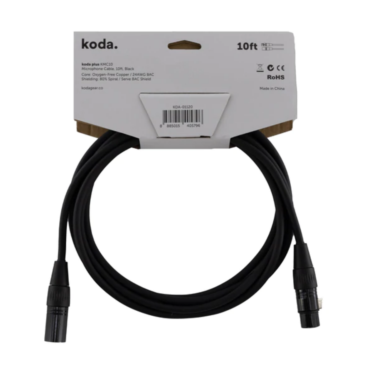 koda plus KMC10 Microphone Cable, 10ft, Black |  KODA |  CABLES |  Zoso Music