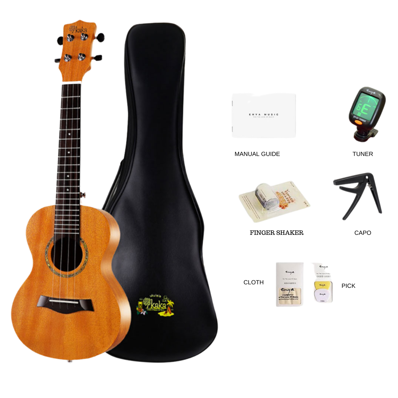 KAKA 23 INCH SIZE CONCERT UKULELE KUC MA PACKAGE (W/BAG,TUNER,PICKS,POLISHING CLOTH,CAPO,FINGER SHAKER), KAKA, UKULELE, kaka-ukulele-kucma-p, ZOSO MUSIC SDN BHD