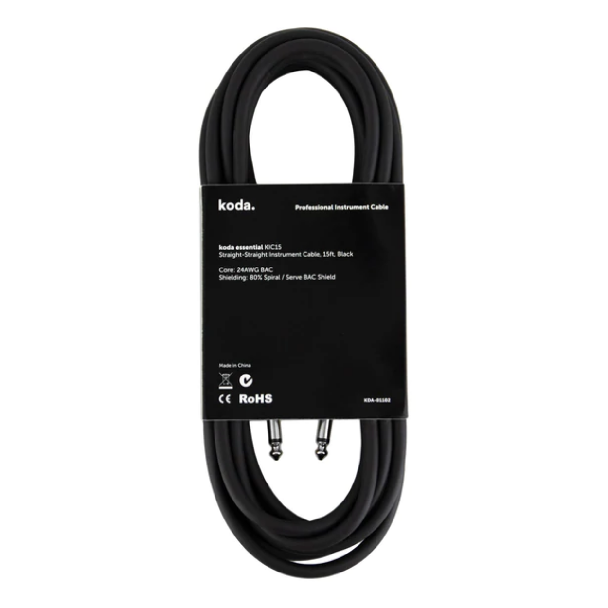 koda essential KIC15 Straight-Straight Instrument Cable, 15ft, Black |  KODA |  CABLES |  Zoso Music
