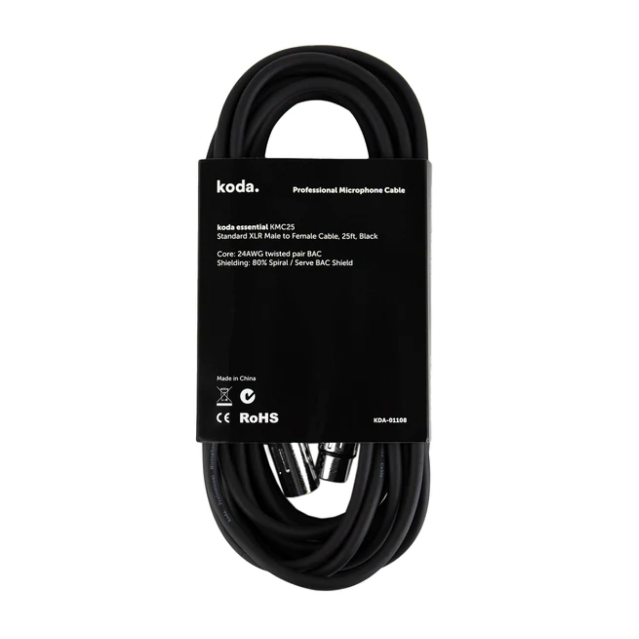 koda essential KMC25 Microphone Cable, 25ft, Black