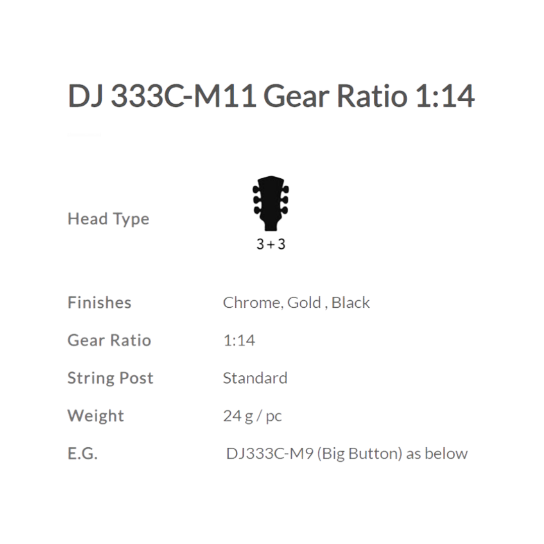 DERJUNG DJ333C-M9 MACHINE HEAD GUITAR CHROME | DERJUNG , Zoso Music