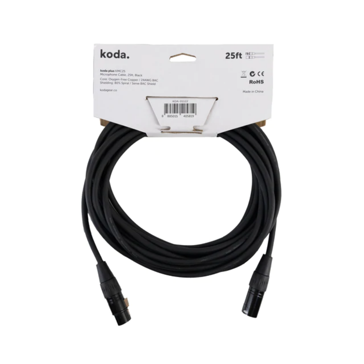 koda plus KMC25 Microphone Cable, 25ft, Black |  KODA |  CABLES |  Zoso Music