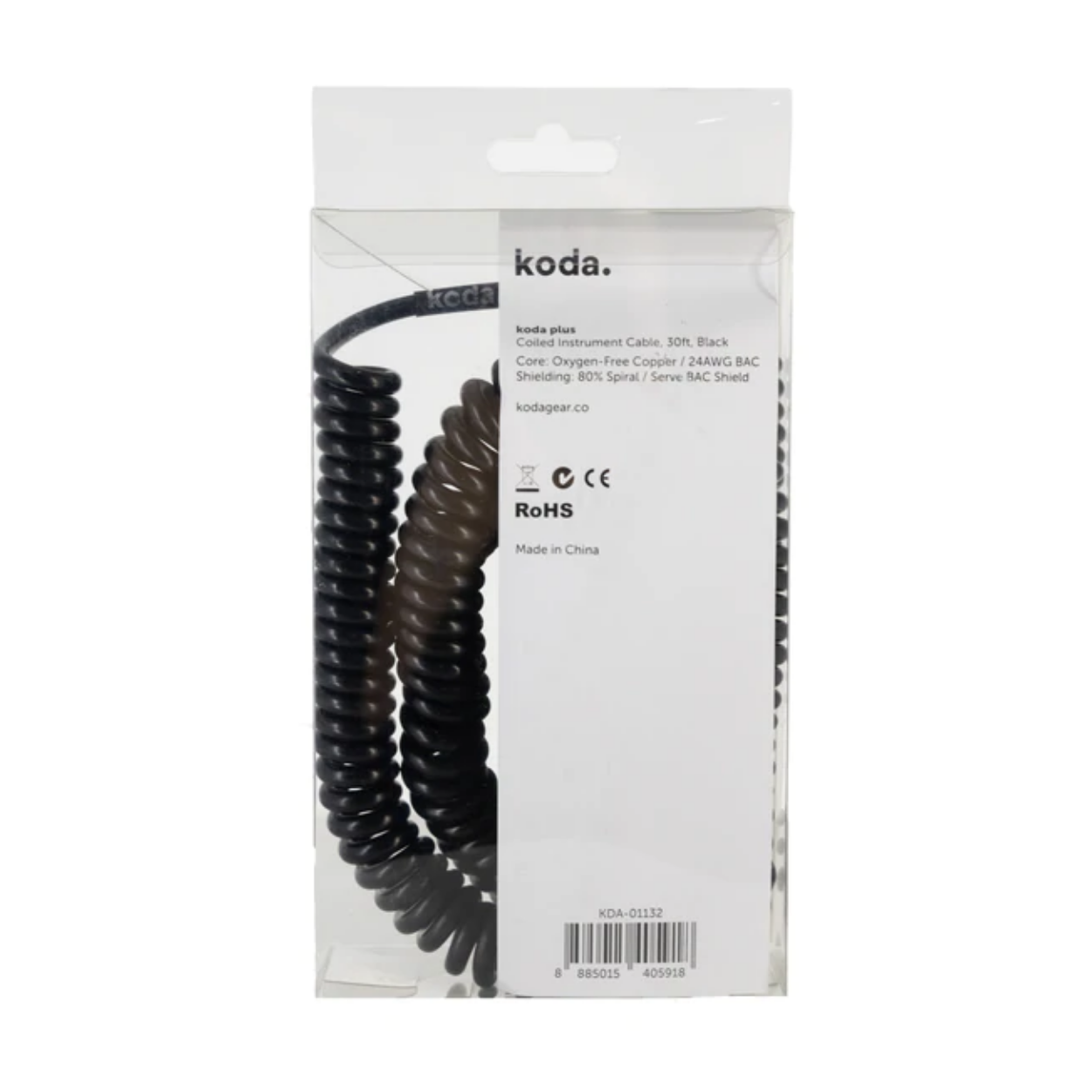 koda plus Coiled Instrument Cable, 30ft, Black |  KODA |  CABLES |  Zoso Music