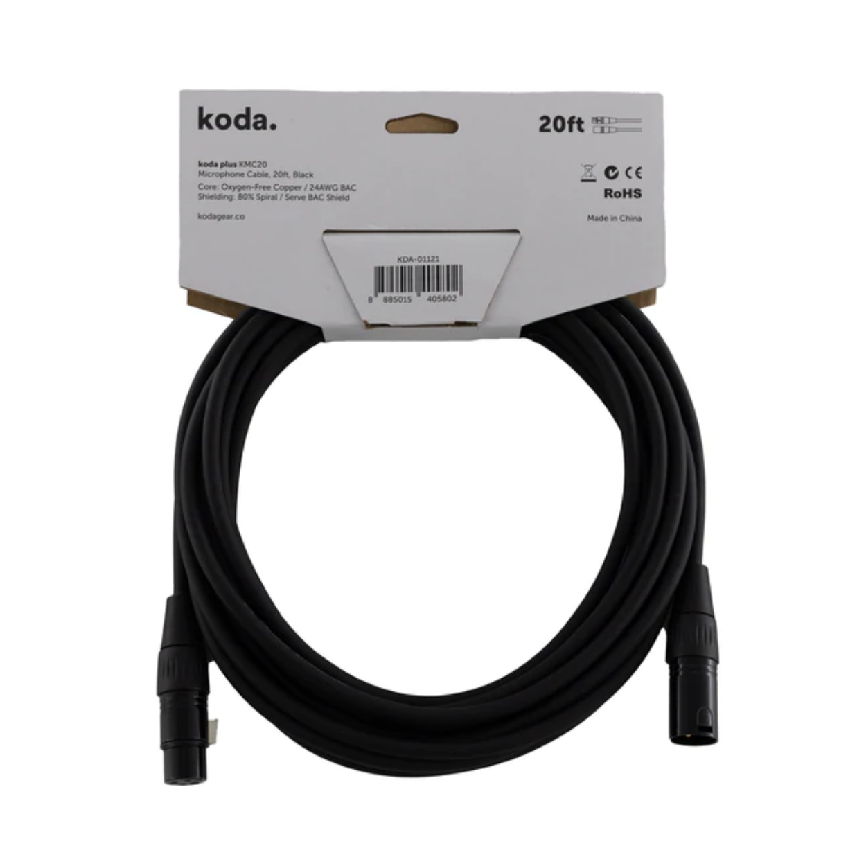 koda plus KMC20 Microphone Cable, 20ft, Black |  KODA |  CABLES |  Zoso Music