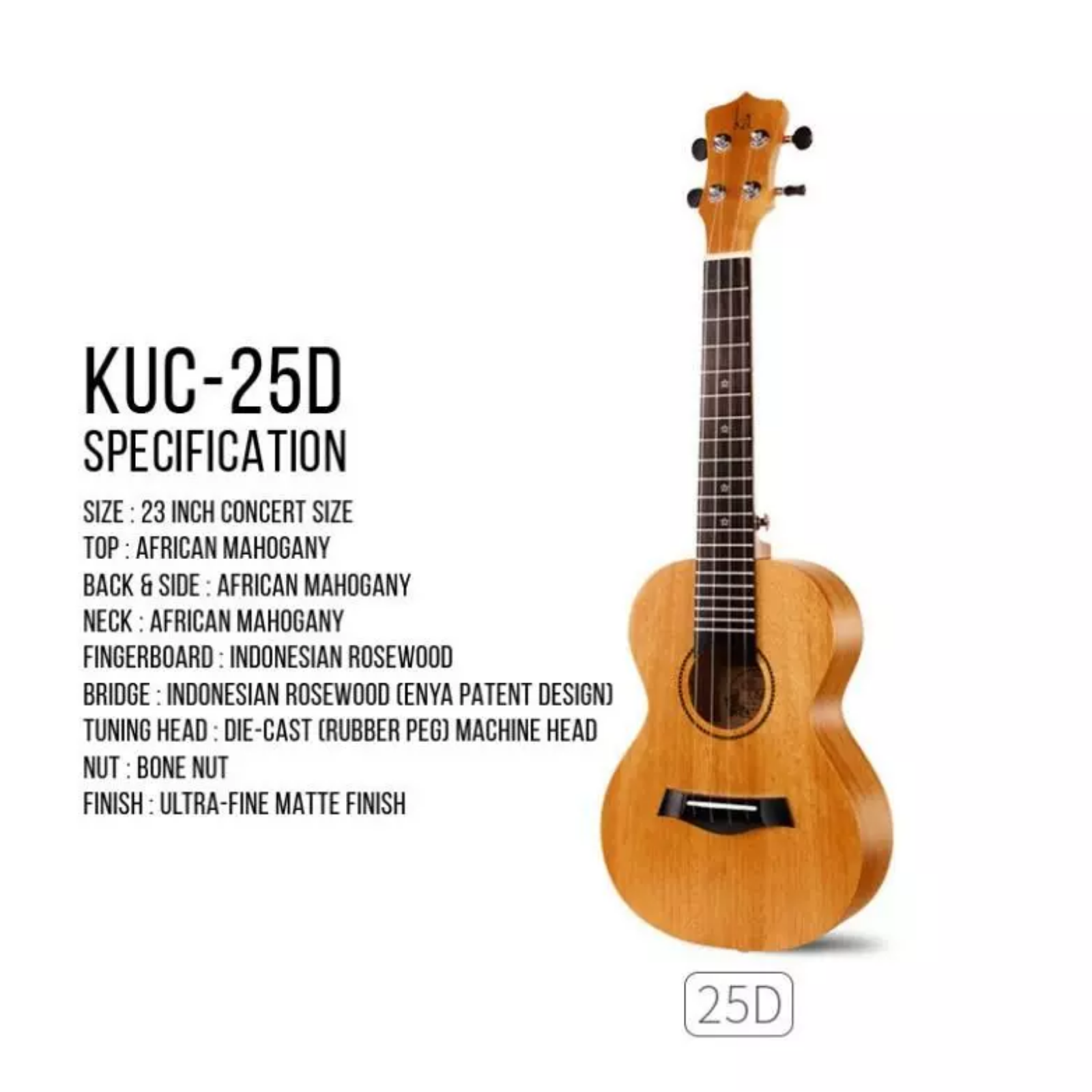 KAKA BY ENYA KUC-25D MAHOGANY CONCERT UKULELE WITH SOFT PADDED BAG, KAKA, UKULELE, kaka-ukulele-kuc25d, ZOSO MUSIC SDN BHD