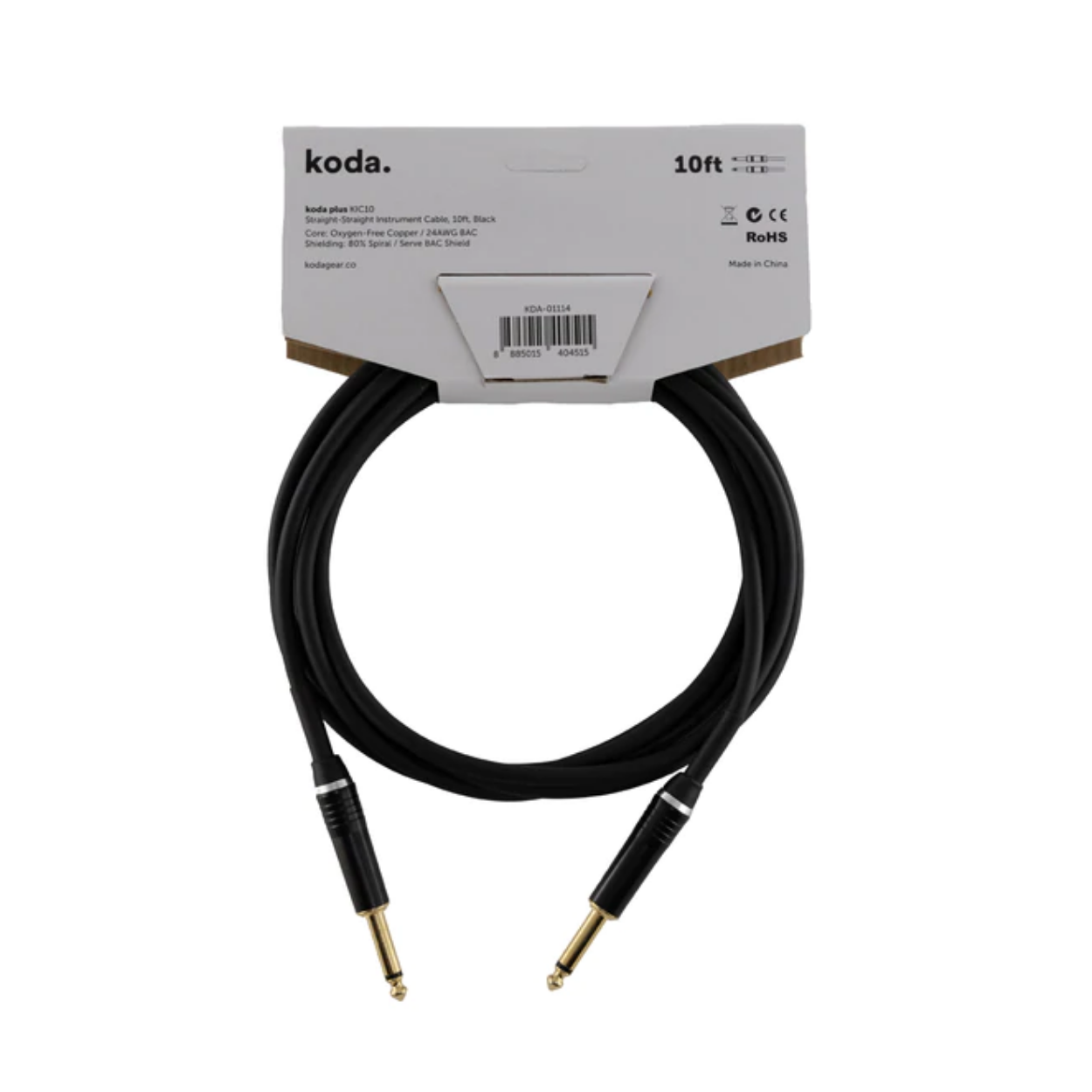 koda plus KIC10 Straight-Straight Instrument Cable, 10ft, Black |  KODA |  CABLES |  Zoso Music