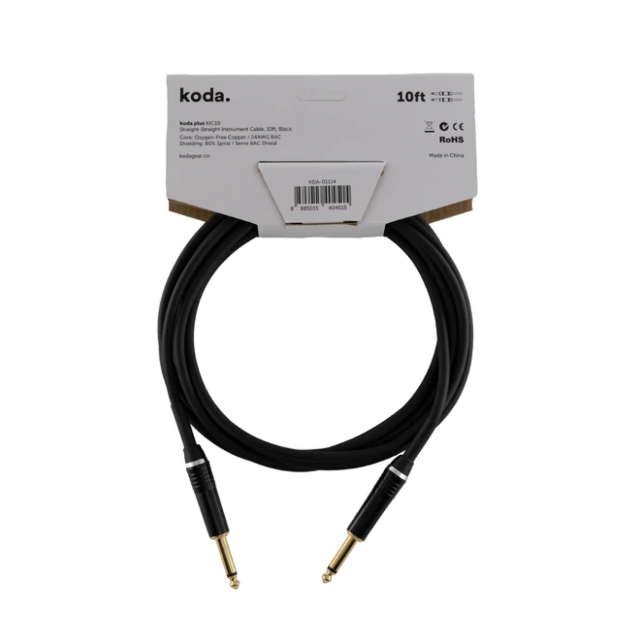 koda plus KIC10 Straight-Straight Instrument Cable, 10ft, Black